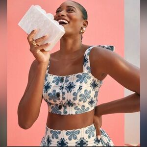 Agua Bendita x Target Blue and White Floral top and skirt set